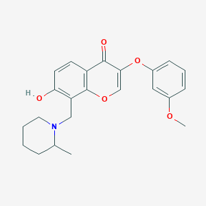 molecular formula C23H25NO5 B2380861 7-羟基-3-(3-甲氧基苯氧基)-8-((2-甲基哌啶-1-基)甲基)-4H-色烯-4-酮 CAS No. 848220-09-7