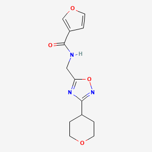 molecular formula C13H15N3O4 B2380866 N-((3-(tetrahydro-2H-pyran-4-yl)-1,2,4-oxadiazol-5-yl)methyl)furan-3-carboxamide CAS No. 2034421-10-6