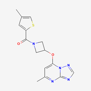 molecular formula C15H15N5O2S B2380870 3-({5-Methyl-[1,2,4]triazolo[1,5-a]pyrimidin-7-yl}oxy)-1-(4-methylthiophene-2-carbonyl)azetidine CAS No. 2097925-23-8
