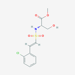molecular formula C12H14ClNO5S B2380874 2-[[(E)-2-(2-氯苯基)乙烯基]磺酰氨基]-3-羟基丙酸甲酯(2S) CAS No. 2094028-21-2