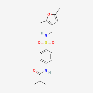 molecular formula C17H22N2O4S B2380875 N-(4-(N-((2,5-dimethylfuran-3-yl)methyl)sulfamoyl)phenyl)isobutyramide CAS No. 1351618-78-4