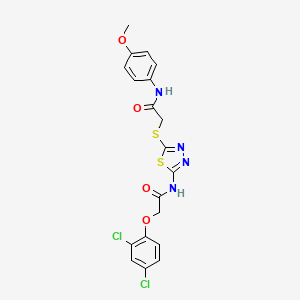 molecular formula C19H16Cl2N4O4S2 B2380876 2-(2,4-dichlorophenoxy)-N-(5-((2-((4-methoxyphenyl)amino)-2-oxoethyl)thio)-1,3,4-thiadiazol-2-yl)acetamide CAS No. 392293-55-9