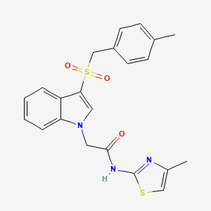 molecular formula C22H21N3O3S2 B2380877 2-(3-((4-甲基苄基)磺酰基)-1H-吲哚-1-基)-N-(4-甲基噻唑-2-基)乙酰胺 CAS No. 898408-70-3