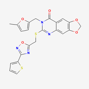 molecular formula C22H16N4O5S2 B2380886 N-(4-fluorophenyl)-3-{3-[4-(pyrrolidin-1-ylsulfonyl)phenyl]-1,2,4-oxadiazol-5-yl}propanamide CAS No. 1116050-19-1