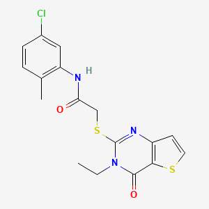 molecular formula C17H16ClN3O2S2 B2380889 N-(5-chloro-2-methylphenyl)-2-[(3-ethyl-4-oxo-3,4-dihydrothieno[3,2-d]pyrimidin-2-yl)sulfanyl]acetamide CAS No. 1252864-91-7