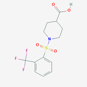 molecular formula C13H14F3NO4S B2380901 1-[2-(三氟甲基)苯磺酰]哌啶-4-羧酸 CAS No. 727717-69-3