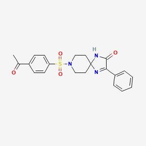 molecular formula C21H21N3O4S B2380907 8-((4-Acetylphenyl)sulfonyl)-3-phenyl-1,4,8-triazaspiro[4.5]dec-3-en-2-one CAS No. 1185043-19-9