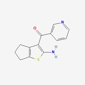molecular formula C13H12N2OS B2380914 3-(pyridine-3-carbonyl)-4H,5H,6H-cyclopenta[b]thiophen-2-amine CAS No. 1803582-68-4