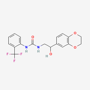molecular formula C18H17F3N2O4 B2380918 1-(2-(2,3-Dihydrobenzo[b][1,4]dioxin-6-yl)-2-hydroxyethyl)-3-(2-(trifluoromethyl)phenyl)urea CAS No. 2034576-66-2