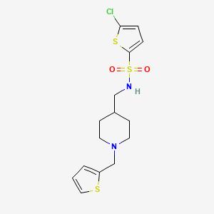 molecular formula C15H19ClN2O2S3 B2380920 5-氯-N-((1-(噻吩-2-基甲基)哌啶-4-基)甲基)噻吩-2-磺酰胺 CAS No. 953205-33-9