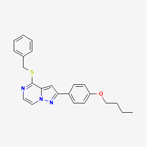 molecular formula C23H23N3OS B2380923 4-(Benzylthio)-2-(4-butoxyphenyl)pyrazolo[1,5-a]pyrazine CAS No. 1223991-33-0
