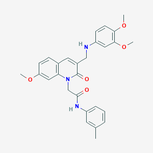 molecular formula C28H29N3O5 B2380930 2-(3-(((3,4-二甲氧苯基)氨基)甲基)-7-甲氧基-2-氧代喹啉-1(2H)-基)-N-(间甲苯基)乙酰胺 CAS No. 894563-11-2