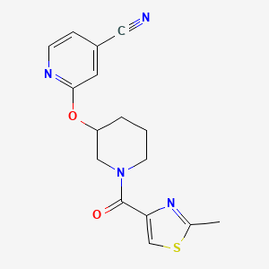 molecular formula C16H16N4O2S B2380939 2-((1-(2-甲基噻唑-4-羰基)哌啶-3-基)氧基)异烟腈 CAS No. 2034432-24-9