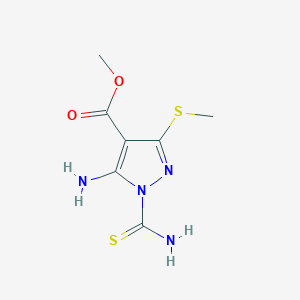 molecular formula C7H10N4O2S2 B2380946 5-氨基-1-氨基甲硫羰基-3-(甲硫基)-1H-吡唑-4-羧酸甲酯 CAS No. 1207000-65-4