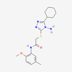 molecular formula C18H25N5O2S B2380954 2-[(4-amino-5-cyclohexyl-4H-1,2,4-triazol-3-yl)sulfanyl]-N-(2-methoxy-5-methylphenyl)acetamide CAS No. 887838-93-9