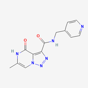 molecular formula C13H12N6O2 B2380955 6-甲基-4-氧代-N-(吡啶-4-基甲基)-4,5-二氢[1,2,3]三唑并[1,5-a]嘧啶-3-甲酰胺 CAS No. 1775357-35-1
