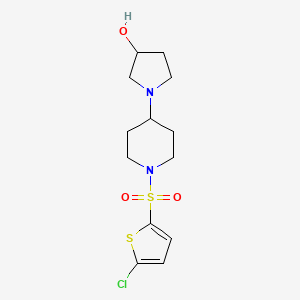 molecular formula C13H19ClN2O3S2 B2380957 1-(1-((5-氯噻吩-2-基)磺酰基)哌啶-4-基)吡咯烷-3-醇 CAS No. 1448074-03-0