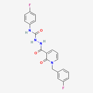 molecular formula C20H16F2N4O3 B2380958 2-(1-(3-fluorobenzyl)-2-oxo-1,2-dihydropyridine-3-carbonyl)-N-(4-fluorophenyl)hydrazinecarboxamide CAS No. 1105226-24-1