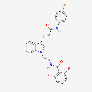 molecular formula C25H20BrF2N3O2S B2380961 N-(2-(3-((2-((4-溴苯基)氨基)-2-氧代乙基)硫代)-1H-吲哚-1-基)乙基)-2,6-二氟苯甲酰胺 CAS No. 533866-09-0
