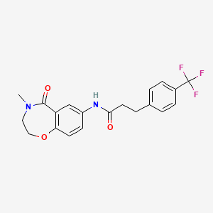 molecular formula C20H19F3N2O3 B2380964 N-(4-Methyl-5-oxo-2,3-dihydro-1,4-benzoxazepin-7-YL)-3-[4-(trifluoromethyl)phenyl]propanamide CAS No. 1448047-96-8