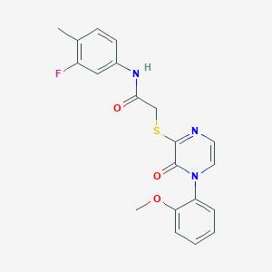 molecular formula C20H18FN3O3S B2380971 N-(3-fluoro-4-methylphenyl)-2-[4-(2-methoxyphenyl)-3-oxopyrazin-2-yl]sulfanylacetamide CAS No. 899759-39-8
