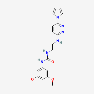 molecular formula C19H22N6O3 B2380974 1-(2-((6-(1H-吡咯-1-基)嘧啶-3-基)氨基)乙基)-3-(3,5-二甲氧基苯基)脲 CAS No. 1396760-40-9