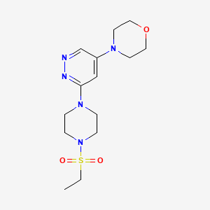 molecular formula C14H23N5O3S B2380981 4-(6-(4-(Ethylsulfonyl)piperazin-1-yl)pyridazin-4-yl)morpholine CAS No. 1448136-29-5