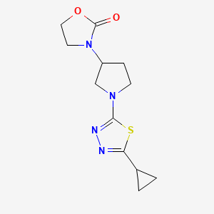 molecular formula C12H16N4O2S B2380991 3-[1-(5-Cyclopropyl-1,3,4-thiadiazol-2-yl)pyrrolidin-3-yl]-1,3-oxazolidin-2-one CAS No. 2415551-76-5