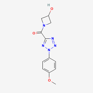 molecular formula C12H13N5O3 B2380996 (3-羟基氮杂环丁烷-1-基)(2-(4-甲氧基苯基)-2H-四唑-5-基)甲酮 CAS No. 1396685-75-8