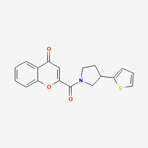 molecular formula C18H15NO3S B2381009 2-(3-(thiophen-2-yl)pyrrolidine-1-carbonyl)-4H-chromen-4-one CAS No. 2176270-83-8