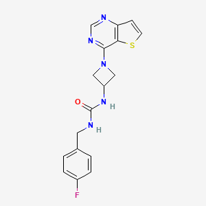 molecular formula C17H16FN5OS B2381010 1-[(4-Fluorophenyl)methyl]-3-(1-thieno[3,2-d]pyrimidin-4-ylazetidin-3-yl)urea CAS No. 2380184-37-0