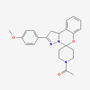 molecular formula C23H25N3O3 B2381012 1-(2-(4-Methoxyphenyl)-1,10b-dihydrospiro[benzo[e]pyrazolo[1,5-c][1,3]oxazine-5,4'-piperidin]-1'-yl)ethanone CAS No. 899727-41-4
