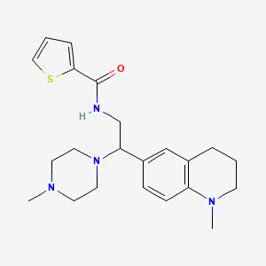 molecular formula C22H30N4OS B2381015 N-(2-(1-methyl-1,2,3,4-tetrahydroquinolin-6-yl)-2-(4-methylpiperazin-1-yl)ethyl)thiophene-2-carboxamide CAS No. 922011-21-0