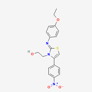 molecular formula C19H19N3O4S B2381018 2-[2-(4-Ethoxyphenyl)imino-4-(4-nitrophenyl)-1,3-thiazol-3-yl]ethanol CAS No. 443331-55-3
