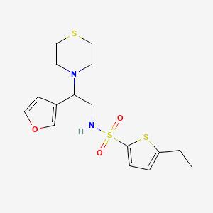 molecular formula C16H22N2O3S3 B2381019 5-ethyl-N-(2-(furan-3-yl)-2-thiomorpholinoethyl)thiophene-2-sulfonamide CAS No. 2034546-95-5