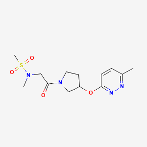 molecular formula C13H20N4O4S B2381020 N-methyl-N-(2-(3-((6-methylpyridazin-3-yl)oxy)pyrrolidin-1-yl)-2-oxoethyl)methanesulfonamide CAS No. 2034477-45-5