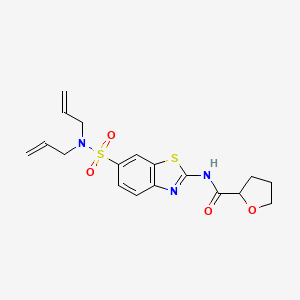 molecular formula C18H21N3O4S2 B2381021 N-{6-[(二烯丙基氨基)磺酰基]-1,3-苯并噻唑-2-基}四氢-2-呋喃甲酰胺 CAS No. 692762-35-9