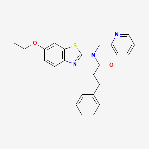 molecular formula C24H23N3O2S B2381025 N-(6-ethoxybenzo[d]thiazol-2-yl)-3-phenyl-N-(pyridin-2-ylmethyl)propanamide CAS No. 899735-81-0