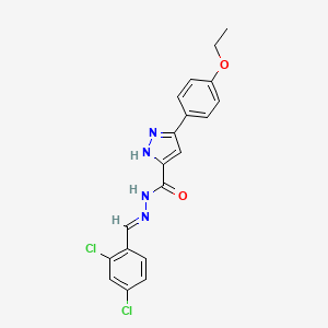 molecular formula C19H16Cl2N4O2 B2381033 N'-[(E)-(2,4-dichlorophenyl)methylidene]-3-(4-ethoxyphenyl)-1H-pyrazole-5-carbohydrazide CAS No. 1285546-00-0