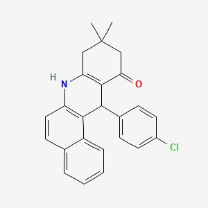molecular formula C25H22ClNO B2381041 12-(4-chlorophenyl)-9,9-dimethyl-8,9,10,12-tetrahydrobenzo[a]acridin-11(7H)-one CAS No. 326903-19-9