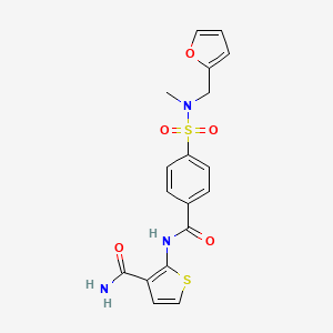 molecular formula C18H17N3O5S2 B2381042 2-(4-(N-(furan-2-ylmethyl)-N-methylsulfamoyl)benzamido)thiophene-3-carboxamide CAS No. 899983-03-0