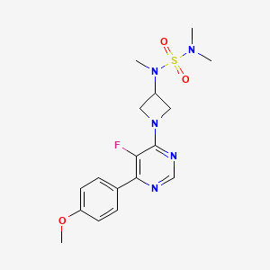 molecular formula C17H22FN5O3S B2381044 N-(Dimethylsulfamoyl)-1-[5-fluoro-6-(4-methoxyphenyl)pyrimidin-4-yl]-N-methylazetidin-3-amine CAS No. 2380194-59-0