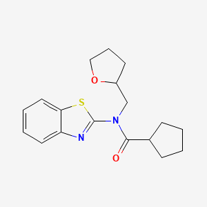 molecular formula C18H22N2O2S B2381063 N-(benzo[d]thiazol-2-yl)-N-((tetrahydrofuran-2-yl)methyl)cyclopentanecarboxamide CAS No. 852037-81-1