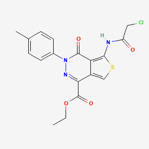 molecular formula C18H16ClN3O4S B2381064 Ethyl 5-[(2-chloroacetyl)amino]-3-(4-methylphenyl)-4-oxothieno[3,4-d]pyridazine-1-carboxylate CAS No. 851947-98-3