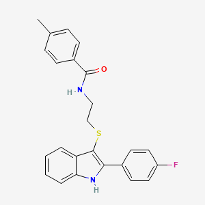 N-(2-((2-(4-fluorophenyl)-1H-indol-3-yl)thio)ethyl)-4-methylbenzamide