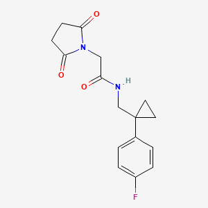 molecular formula C16H17FN2O3 B2381075 2-(2,5-dioxopyrrolidin-1-yl)-N-((1-(4-fluorophenyl)cyclopropyl)methyl)acetamide CAS No. 1207052-67-2