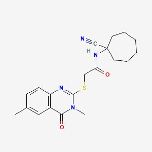 molecular formula C20H24N4O2S B2381077 N-(1-cyanocycloheptyl)-2-[(3,6-dimethyl-4-oxo-3,4-dihydroquinazolin-2-yl)sulfanyl]acetamide CAS No. 1252491-46-5
