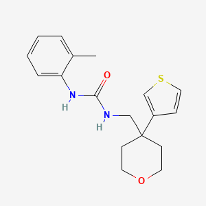 molecular formula C18H22N2O2S B2381081 1-((4-(thiophen-3-yl)tetrahydro-2H-pyran-4-yl)methyl)-3-(o-tolyl)urea CAS No. 2320899-27-0