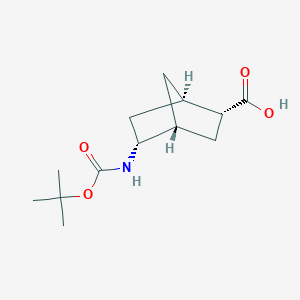 molecular formula C13H21NO4 B2381084 (1R,2R,4R,5R)-5-[(2-Methylpropan-2-yl)oxycarbonylamino]bicyclo[2.2.1]heptane-2-carboxylic acid CAS No. 2253632-60-7