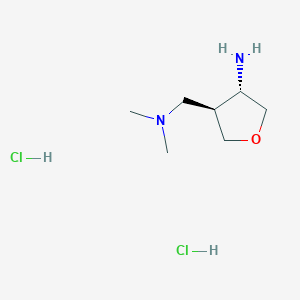 molecular formula C7H18Cl2N2O B2381085 （3S,4S）-4-[(二甲氨基)甲基]氧杂烷-3-胺；二盐酸盐 CAS No. 2445749-38-0